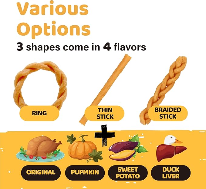 iPaw Turkey Dog Treats, All Natural Human Grade Dog Treat, Suitable for Training chew, Hypoallergenic, Rawhide Alternative,Braided Stick (Sweet Potato)
