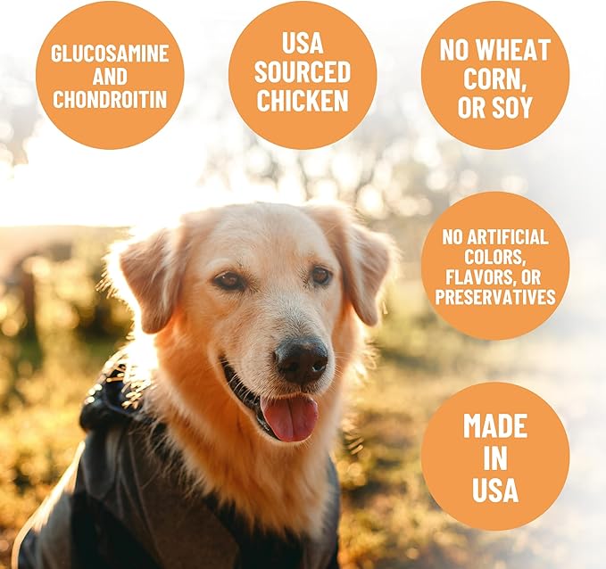 Grandma Mae's Country Naturals Jerky Squares Hip & Joint Dog Treats, Chicken with Glucosamine & Chondroitin, No Wheat, Corn, or Soy, Made in USA, 5 oz