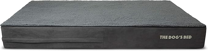 The Dog’s Bed Orthopedic Memory Foam Dog Bed for XXL Dogs, Waterproof Washable Cover, Anti-Slip Base, Calming Surface – CertiPUR-Certified Foam, Grey Plush, 6 Inch Thick