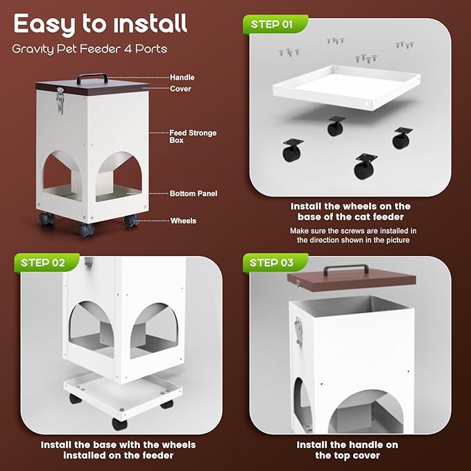 Automatic Cat Feeder for Multiple Cats,9L/40 Cups Large Capacity Gravity Cat Food Dispenser for Dry Food,Pet Feeder Station for Puppy Kitten or Rabbit