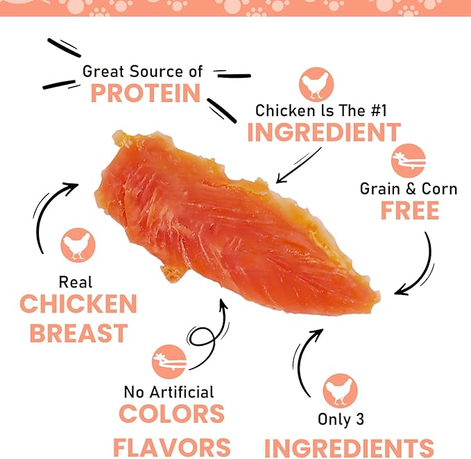 Dog Treats Premium Chicken Breast Jerky - 1.5 LB Value Pack, 100% Chicken Breast, Human Grade, High Protein, Healthy Natural Dog Chews, Training Reward, Made for North America