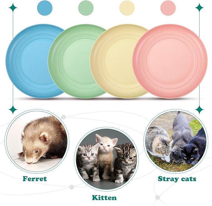Gerrii 24 Pieces Fatigue Relief Cat Bowl 6 Inch Shallow Cat Food Dish Stray Wet Feeding Bowls Wide and Small Pet Plates for Ferrets Feral Short Legged Kitten Shelter(Light Color,Convention)