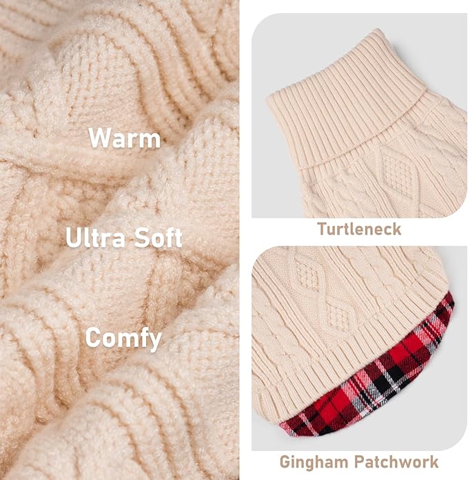 KYEESE Dog Sweater Warm Turtleneck Medium Dogs Sweater Thick Pet Coat for Fall Winter Cold Weather Stretchy Soft Pullover Dog Sweaters for Medium Dogs Girl