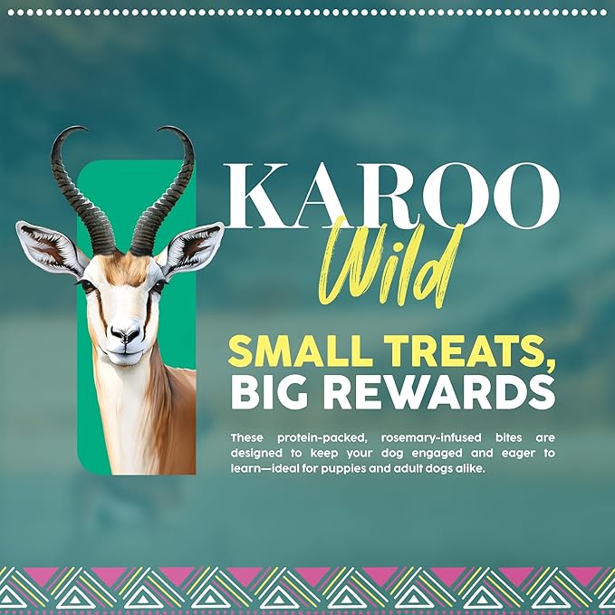 Karoo Wild Training Bits Rosemary Seasoned Treats for Dogs – 4 oz – Soft & Chewy Protein Bits Made with African Antelope – Great for On-The-Go Rewards & Positive Reinforcement