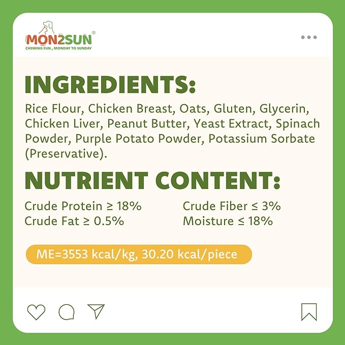 MON2SUN Dog Training Treats with Chicken, Oats & Peanut Butter – 2 Inch Crunchy Baked Bones for Small Dogs, 10.6 oz (35 Count)