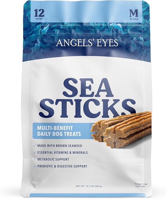 Angels’ Eyes Sea Sticks Multi-Benefit Daily Dog Treats with Brown Seaweed Gut Health & Metabolic Support Grain-Free, Gluten-Free, Plant-Based North Sea Medium 12ct
