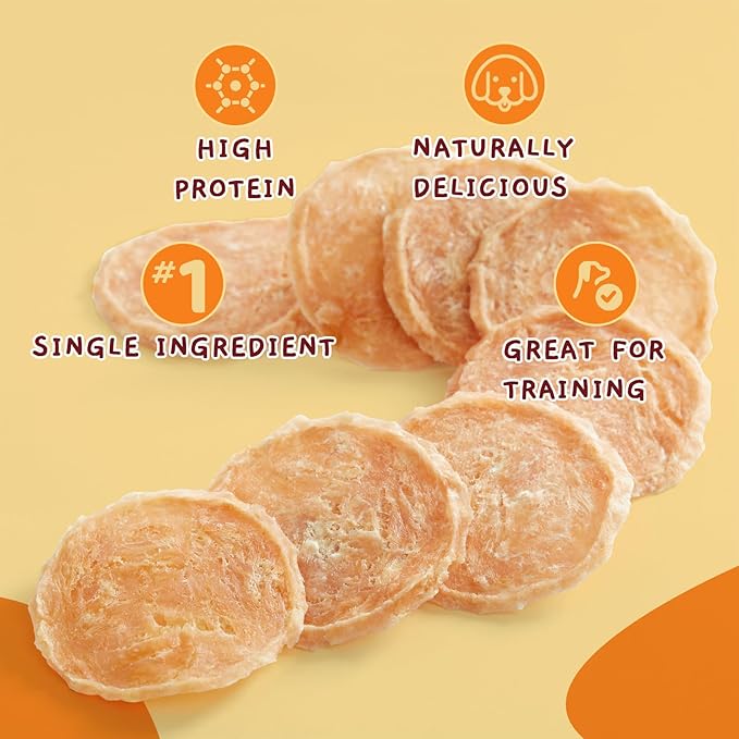 Jungle Calling 32 Count Dog Treats, Single Ingredient Chicken Chips, Crunchy Jerky Chip Training Treat for Small Medium Large Breed Dogs