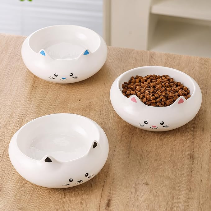 Cat Bowls, Cat Food Bowl, Ceramic Cute Kitten Bowls for Food and Water 7.1oz, Small Dog Feeding Dish for Whisker Fatigue Friendly, Personal Design Home Decor Bowl, Multi-Use