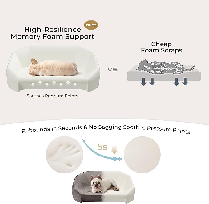 Cooling Orthopedic Dog Bed Medium Size Dog, High-Resilience Memory Foam Support, All-Season Comfort Pet Bed with 3 Washable Removable Cover & Waterproof Liner, Never Sag Dog Couch with Bone Toy
