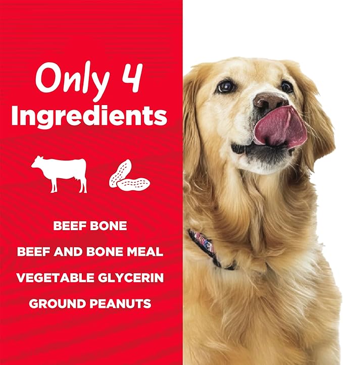 Country Kitchen Stuffed Shin Bone Peanut Butter Flavor Dog Treat, 100% Natural, Long Lasting, 1 Large Bone, 5-6 Inches (Pack of 2)