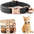 Personalized Non-Breakaway Cat Collar with Name, Luxury Soft Velvet Custom Engraved Name Collar with Bell for Kittens & Cats (Charcoal, L (7.5-12.5 inches))