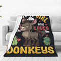 Just A Girl Who Love Donkeys Blanket Funny Donkey Decor Throw Blanket Gifts for Girls Boys Super Warm Soft Plush Lightweight Fleece Flannel Blanket Couch Bedding Blanket for Adults Kids Women 80"X60"