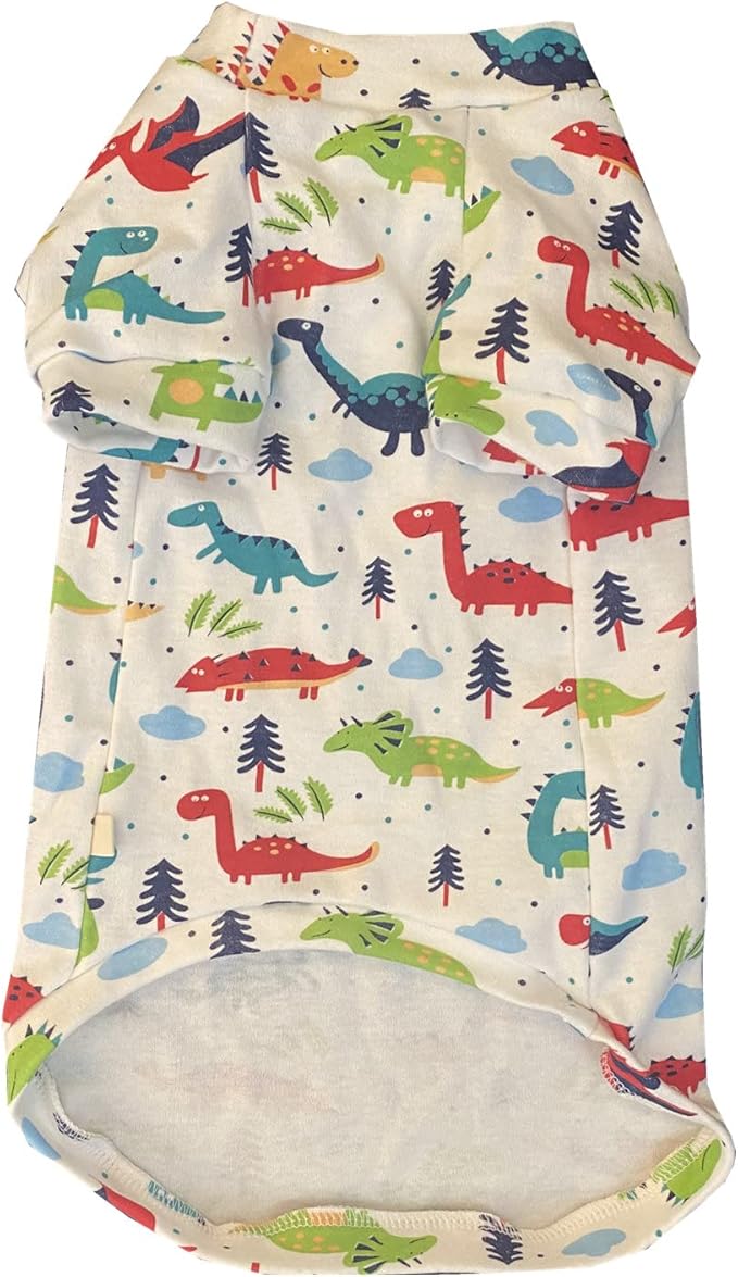 Sphynx Hairless Cat Summer Cotton T-Shirts Cat Vest Pet Clothes,Round Collar Vest Kitten Shirts Sleeveless, Cats & Small Dogs Apparel (Medium, Dinosaur)