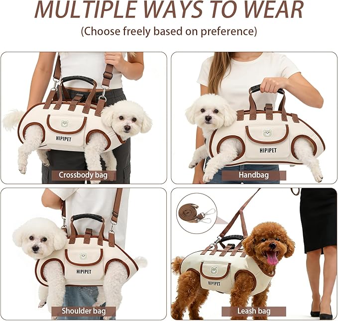 DZ Duozhan Dog Lift Harness for Small Dogs, Full Body Support Sling with Adjustable Handle for Senior Injured Disabled Pets, Hands-Free Shoulder Pet Carrier (Black, X-Large)