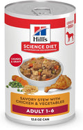 Hill's Science Diet Adult 1-6, Adult 1-6 Premium Nutrition, Wet Dog Food, Chicken & Vegetables Stew, 12.8 oz Can, Case of 12