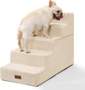 Aodisman Dog Stairs for High Bed 22.6" H,5-Step Dog Steps for Small Dogs and Cats,Indoor Non-Slip Balanced Pet Stairs are Suitable for Puppy,Older Cat,Beige