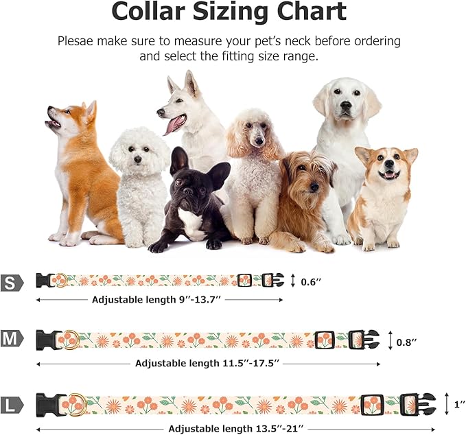 Cotton Handmade Dog Collar Cute and Distinctive Patterns Pink Sunflower with Pendant for Girl Boy Dogs Collars L