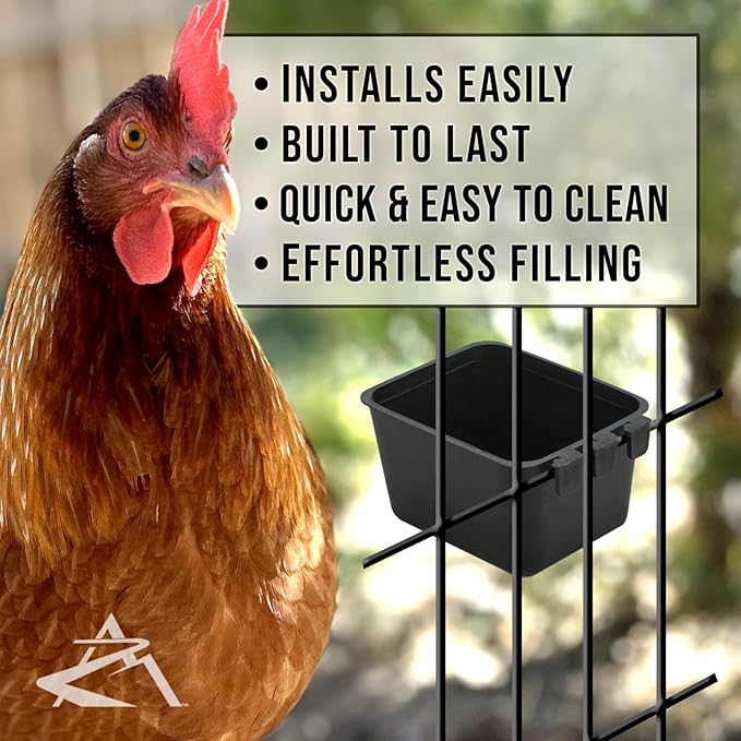 The ROP Shop 20-Pack - 16oz Black Cage Cup for Feed/Water for Poultry Ducks, Birds, Hamsters