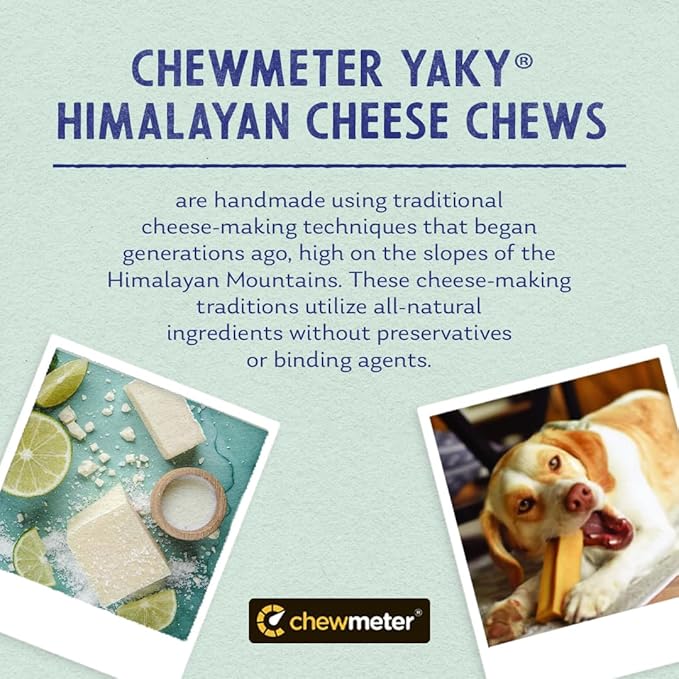 Chewmeter Himalayan Yaky Cheese Chew, 100% Natural, Long Lasting, Gluten Free, Healthy & Safe Dog Treats, Lactose & Grain Free, Protein Rich, Stain Free, Large, for Dogs 55 Lbs & Smaller, 3.3 oz