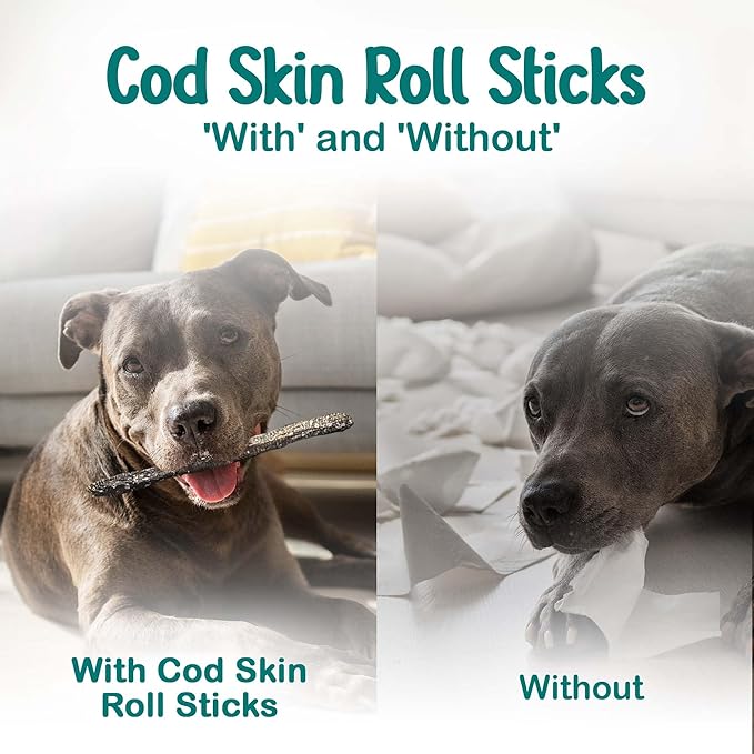Ocean Tides Cod Skins for Dogs and Cats 12 Oz - Icelandic Atlantic Fish Skin Treats, Dried Lean Crunch Sticks Chews, Single Ingredient Healthy Treat for Dogs, Crunch Fish Sticks for Puppies and Cats