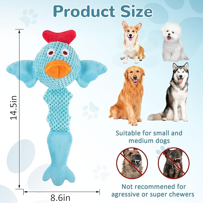 Squeaky Dog Toys for Medium and Small Dogs-Interactive Tug of War Toy for Puppy Teething,Great Plush Dog Toy for Dogs to Keep Them Busy