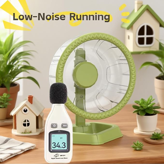 Hamster Wheel, Quiet Spinner Hamster Running Exercise Wheel with Adjustable Stand for Small Animals Syrian Dwarf Gerbils Mice (Green, Medium(7.6 inch))