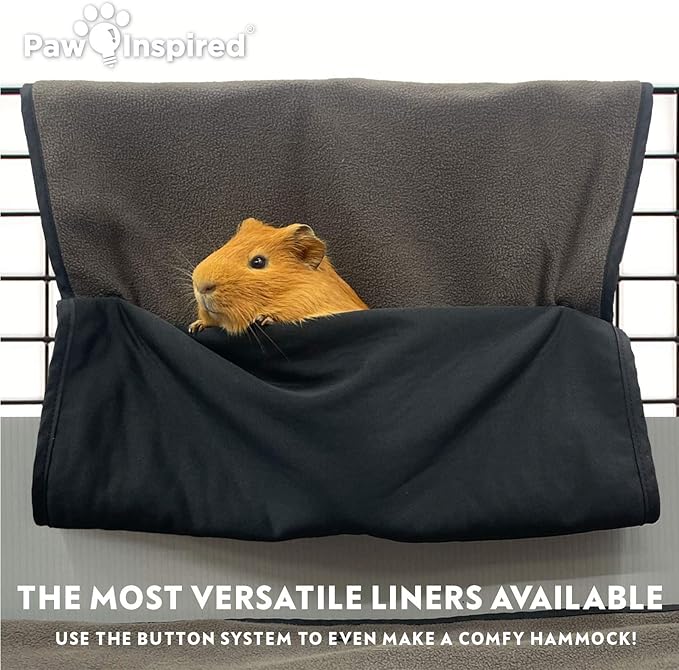 Paw Inspired Washable Guinea Pig Cage Liners, Fleece Bedding for Guinea Pigs Ferrets, Rabbits, Hamsters, Small Animals, Bamboo Charcoal Odor Controlling Absorbent Pee Pads (1 ct., C&C 2x1)