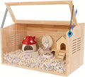 Wooden Hamster Cage,24" Lx16 Wx16 H,Animal Cabinet for Dwarf Syrian Hamsters Degus, Hamster Habitat with Openable Top and Large Acrylic Sheets.