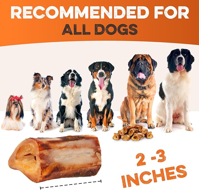 BRUTUS & BARNABY Marrow Bones for Dogs – 100% USA-Sourced Beef Bones – Long-Lasting, All-Natural Dog Chews – High Protein, Supports Dental Health, (6-pk) – Made in The USA