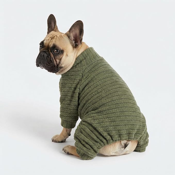 Fitwarm Turtleneck Knitted Dog Sweater Puppy Pajamas Thermal Doggie Winter Clothes Knitwear Pet Coats Cat Apparel Green Large