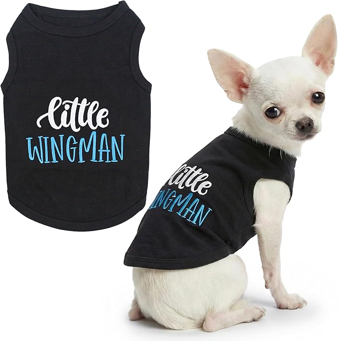 Parisian Pet Dog Shirt – 100% Cotton Shirts for Small Dogs – Sleeveless Black Puppy Vest – Lightweight and Breathable Pet Apparel – Funny Summer Boy Dog Clothes - Stretchy Cute T Shirts for Dogs