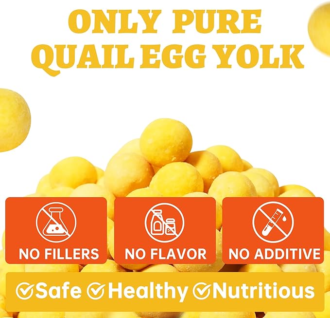 Wellix Freeze-Dried Treats for Dogs and Cats - High-Protein Quail Egg Yolk Freeze Dried Cat Treats for Skin&Coat Health - Delicious Training Snacks for Pets 9oz