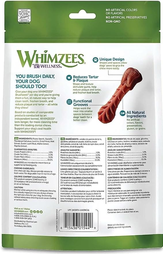 Whimzees Dental Dog Treats - Natural Grain-Free Chews for Healthy Teeth & Gums - Variety Pack - Small Breeds - Vegetarian Dental Care Snacks (2-Pack)