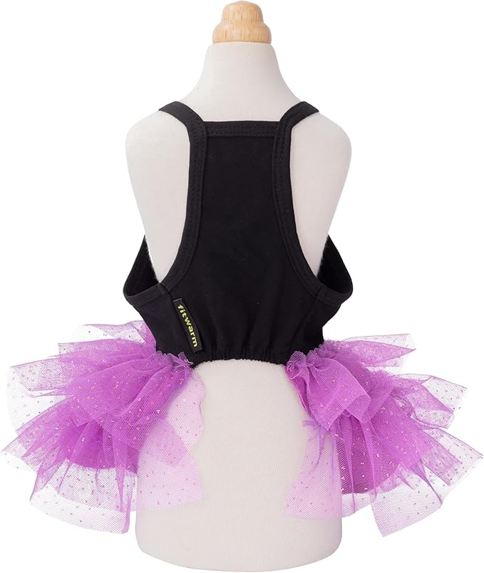 Fitwarm Witch Please Halloween Dog Tutu Dress, Funny Halloween Costumes for Small Girl Dogs, Pet Outfit, Black, Purple, Medium