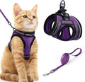 rabbitgoo Cat Harness and Leash Set for Walking Escape Proof, Adjustable Soft Kittens Vest with Reflective Strip for Cats, Comfortable Outdoor Vest, Purple, M