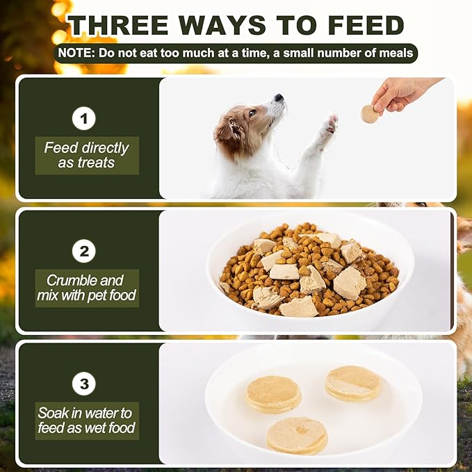 Freeze Dried Beef Patties Dog Cat Treats - Beef Liver & Egg Yolk Natural Recipe Pet Snacks,High Protein,Grain-Free (20 PC)