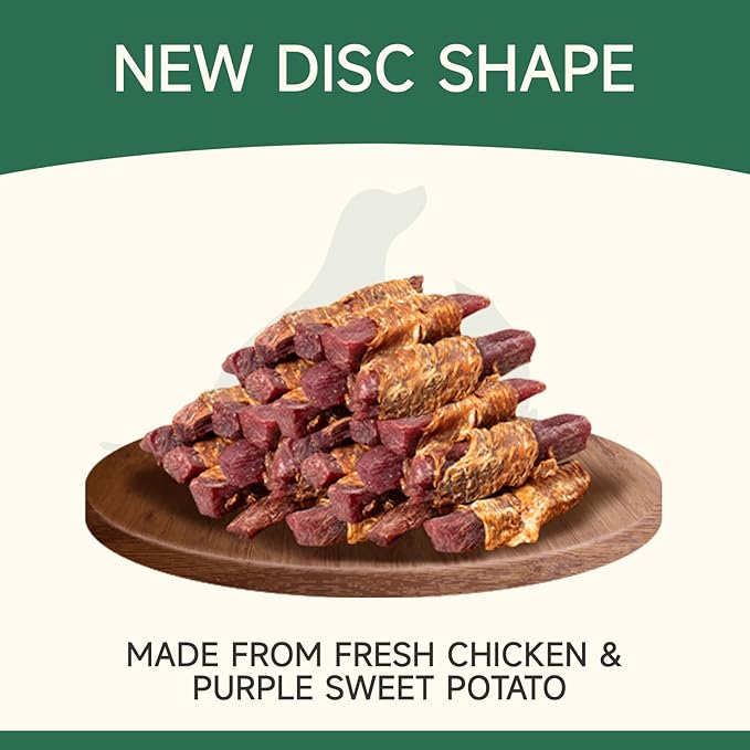 MeatyWay Chicken & Sweet Potato Purple Wrapped Dog Treats, High Protein, Low Fat, 100% Natural Chicken, Healthy and Natural Dog Training Treats for Small & Large Dogs, 454g/16 oz. Bag