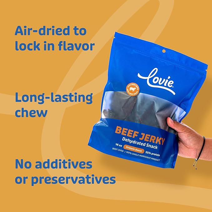 Lovie Treats Dried Liver Dog Treats | Air Dried Beef Liver for Dogs | Dehydrated Liver Treats for Dogs | Single Ingredient | Grain Free | All Breeds