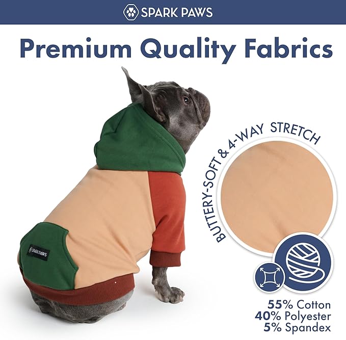 Spark Paws Dog Hoodie – Premium Dog Sweater for Small, Medium, and Large Dogs | Warm Outfits for French Bulldogs, Pitbull, Puppy, Winter Jacket Alternative - Ranger - M