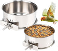 2 Pack Stainless Steel Bird Food Bowl Small Bird Feeding Dish Cups for Cage Parrot Food Bowl Cage with Clamp Holder for Parrots, Cockatiels, Small Animals (M+L)