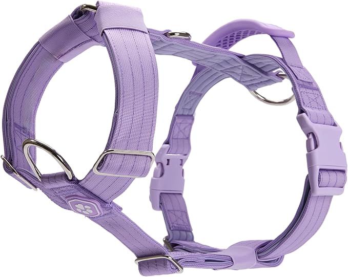 Spark Paws No Pull Dog Harness with Handle for Large Dogs, Heavy Duty Dog Harness for Big Strong Breeds, Adjustable, Y Shaped Padded Halter Design with Front Clip - Lilac - L