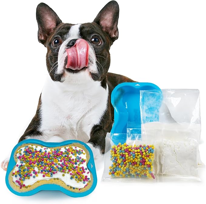 Dog Birthday Cake Kit - Birthday Cake Flavor with Sprinkles - Microwavable Cake Mix, Dog Icing Mix and Dog Safe Sprinkles - Made in USA - Reusable Silicone Pan