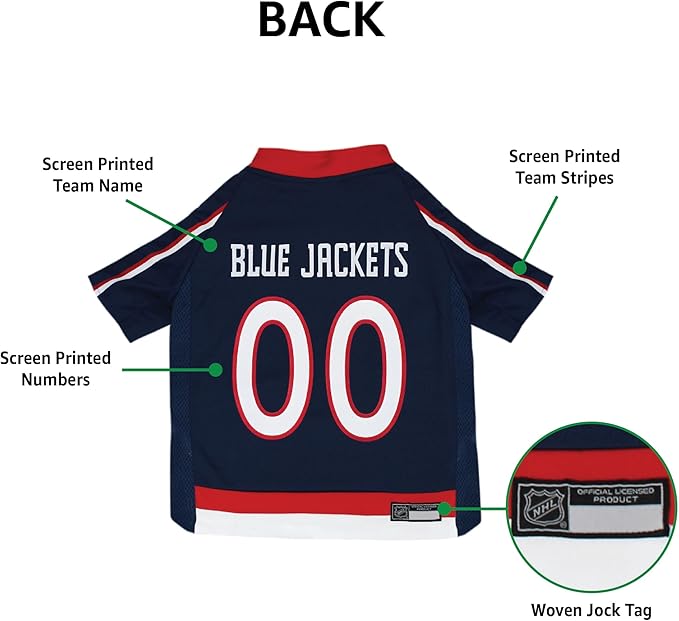 Pets First NHL Columbus Blue Jackets Jersey for Dogs & Cats, Medium. - Let Your Pet be a Real NHL Fan!