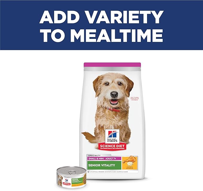 Hill's Science Diet Adult 7+ Senior Vitality Small & Mini Dry Dog Food, Chicken & Rice, 3.5 lb. Bag