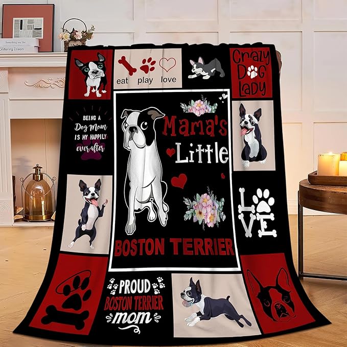 Boston Terrier Blanket Boston Terrier Gifts Throw Blankets Fleece Flannel Blanket Plush Lightweight Blanket Dog Stuff Gift for Couch Sofa Bed for Women Girls 50"X40"