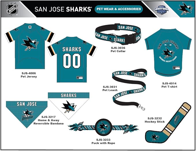 NHL San Jose Sharks Jersey for Dogs & Cats, Medium. - Let Your Pet Be A Real NHL Fan! (Pack of 2)