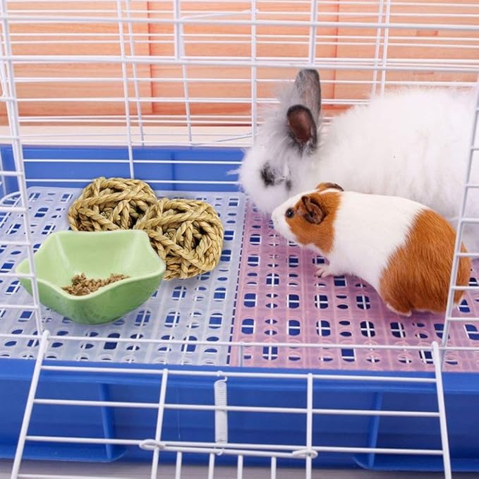 Hamiledyi 15PCS Rabbit Grass Balls 2.8in Large Guinea Pig Balls Small Animal Activity Enrichment Toy for Bunny Chinchilla Hamster Gerbil Grinding Playing