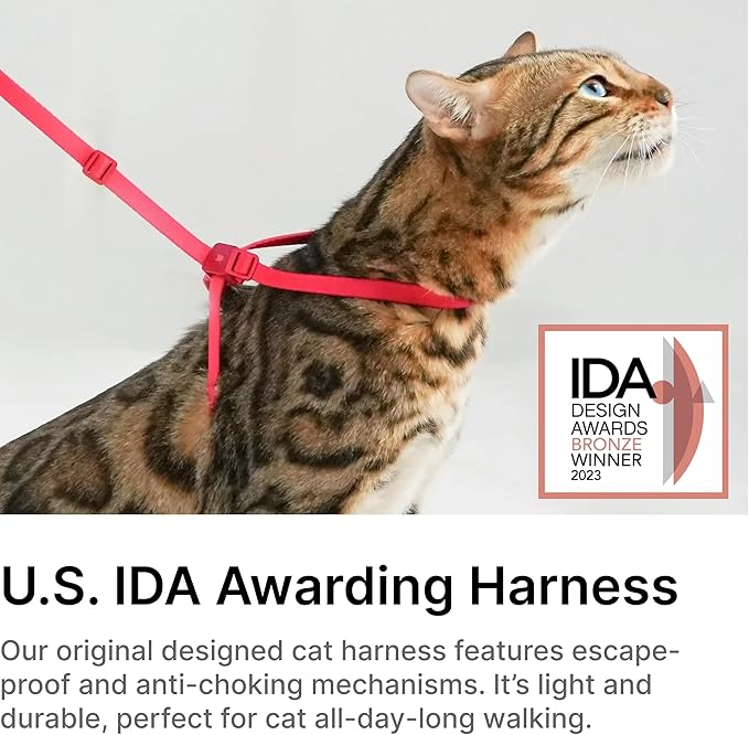 Cat Harness and Leash 2-in-1, Escape Proof Anti-Chocking Harness Adjustable Lighweight Leash Walking Outoor Training for Kitten Small Large Cats Puppy, US IDA Bronze Award (Monet Purple)