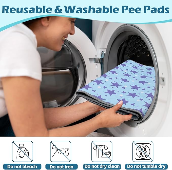 Reusable Guinea Pig Cage Liners, 47" x 24" (Pack of 2) Washable Pee Pads , Super Absorbent & Waterproof & Anti-Slip Pet Bedding Liner for Dogs, Bunny, Small Animals (Blue)