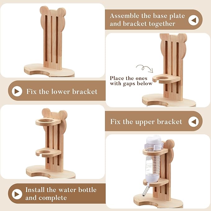 2 Pcs S, 7.9 Inch Wooden Hamster Wheel Silent Exercise Wheel with Water Bottle Stand Stable Running for Dwarf Hamster Gerbil Mouse Small Animal Cage Accessories